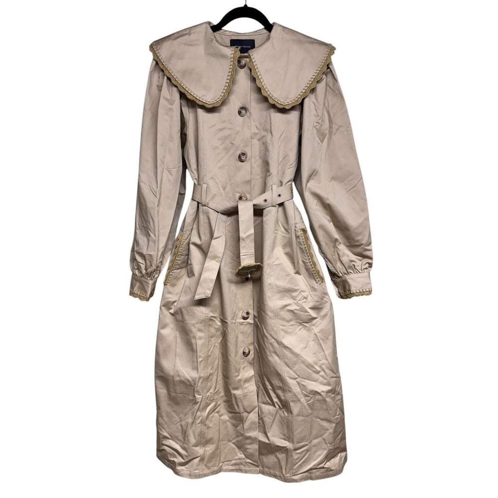 Magali Pascal Gracia Scalloped Collared‎ Trench Coat Women's Size Medium
